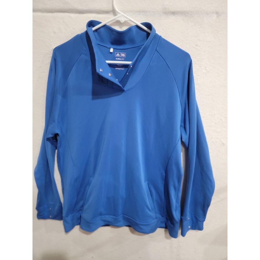 adidas Golf X22939 Women XL Blue Snap Neck Pullover Climalite Performance Sporty